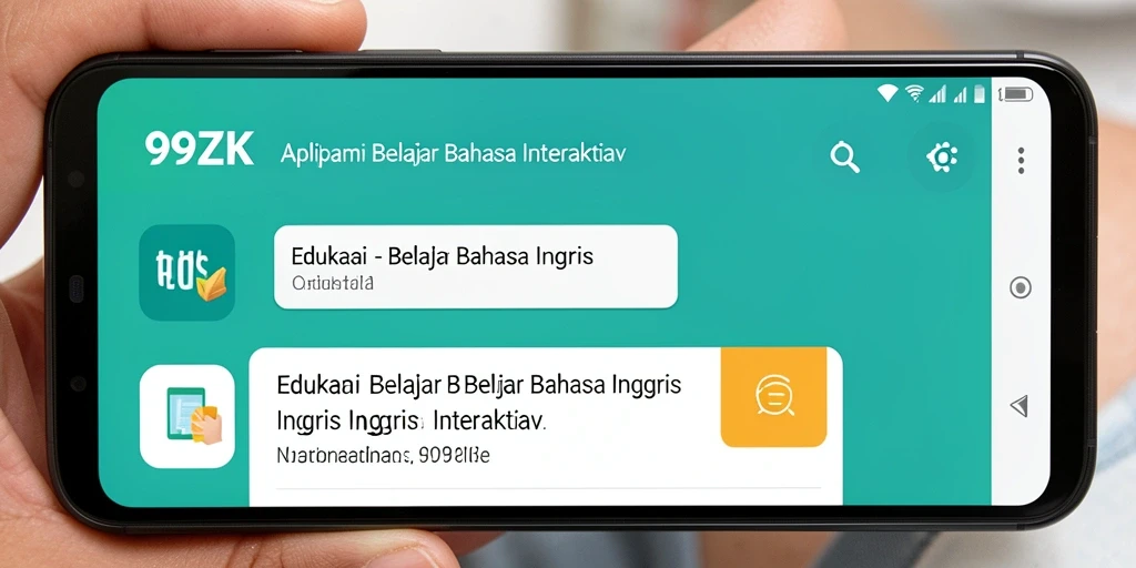 Antarmuka aplikasi 99ZK yang interaktif untuk belajar bahasa Inggris.