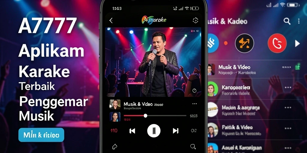 Tampilan antarmuka A7777 dengan berbagai pilihan lagu karaoke.