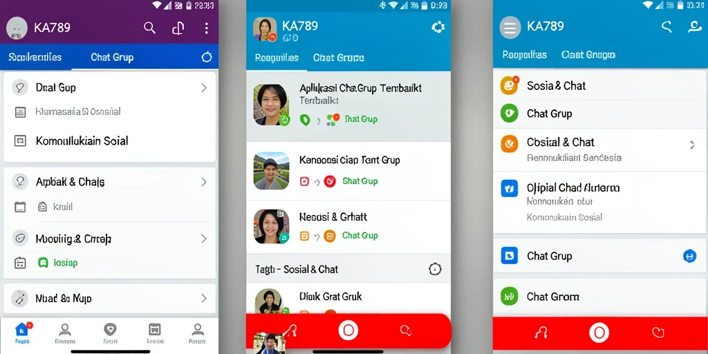 Antarmuka aplikasi KA789 yang intuitif dan menarik untuk Chat Grup.