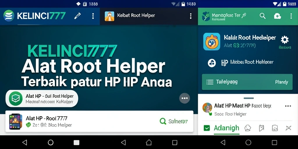 Screenshot antarmuka aplikasi KELINCI777 yang menunjukkan fitur Root Helper.