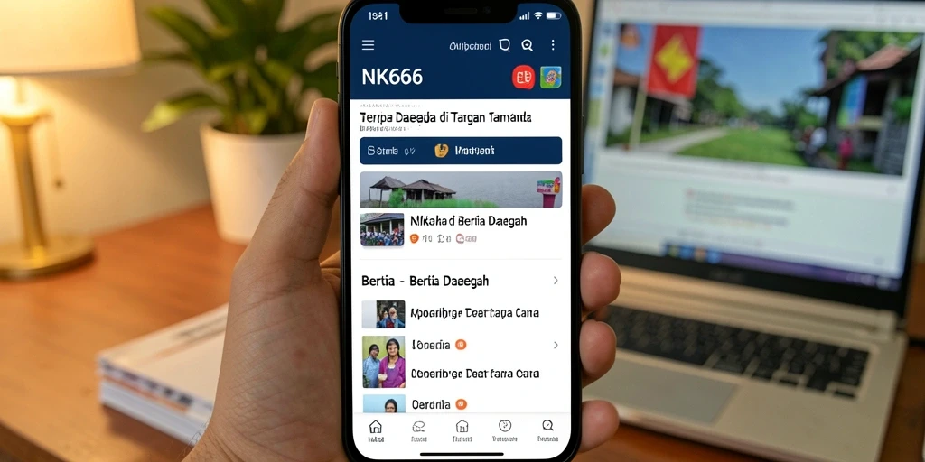 Screenshot dari antarmuka aplikasi NK666 menampilkan berita daerah terbaru.