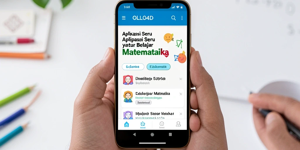 Screenshot antarmuka OLLO4D yang menunjukkan fitur Belajar Matematika.