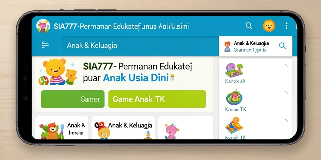 Tampilan antarmuka SIA777 yang ceria dan interaktif untuk anak-anak.