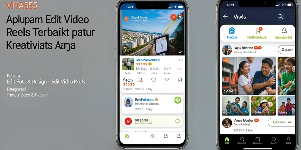 Tampilan antarmuka VITA555 yang menarik untuk Edit Video Reels.